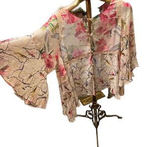 Silk Floral Print Top By Elizabeth & James Small to Large